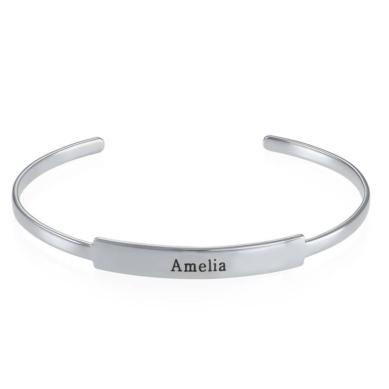 Open Name Bangle Bracelet in Silver-1 product photo