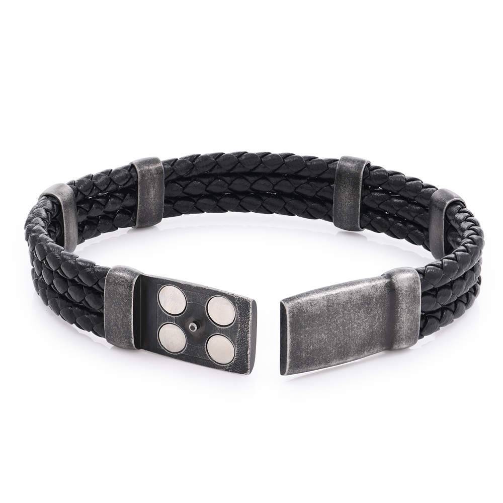 Oxide Vertical Tags Men Braided Leather Bracelet-8 product photo