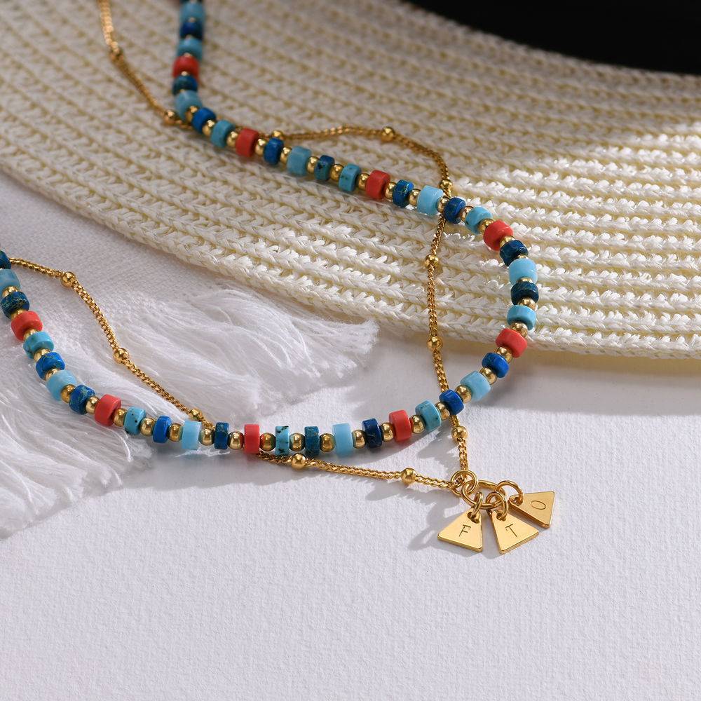 Pacific Layered Beads Necklace with Initials in Gold Plating-2 product photo