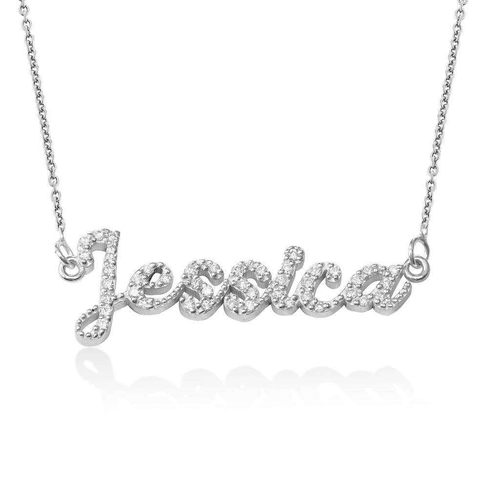 Pave Diamond Name Necklace in Sterling Silver-1 product photo