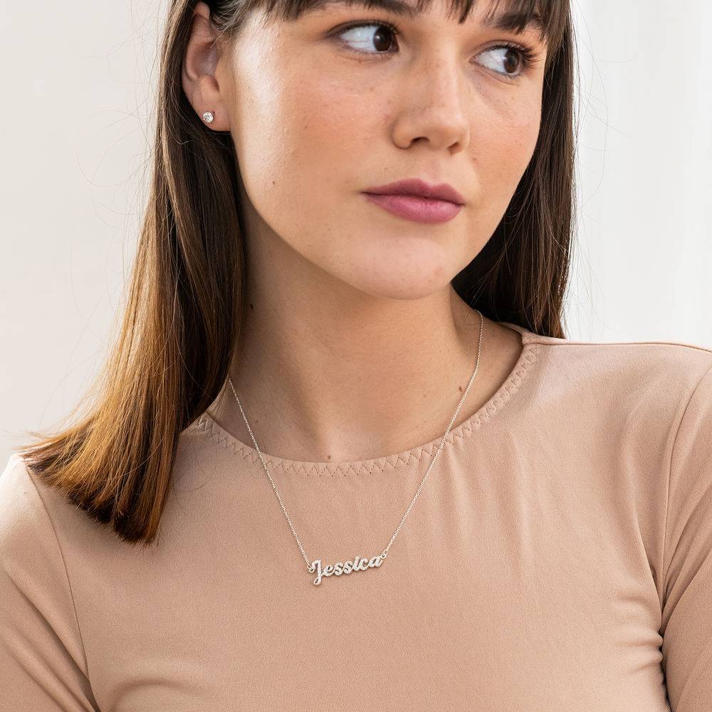 Pave Diamond Name Necklace in Sterling Silver-2 product photo