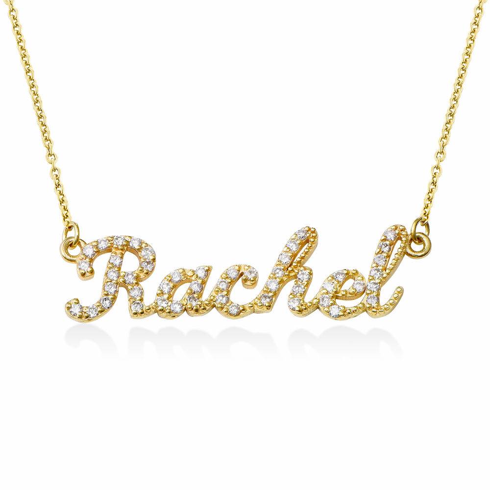 Pave Name Necklace with Cubic Zirconia in 14k Gold-1 product photo