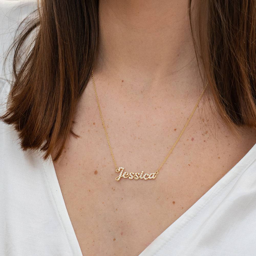 Pave Name Necklace with Cubic Zirconia in 14k Gold-2 product photo