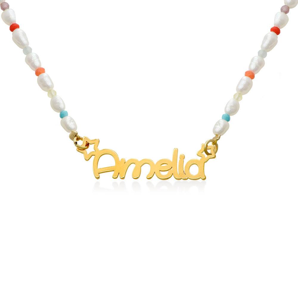Pearl Candy Girls Name Necklace in Vermeil product photo