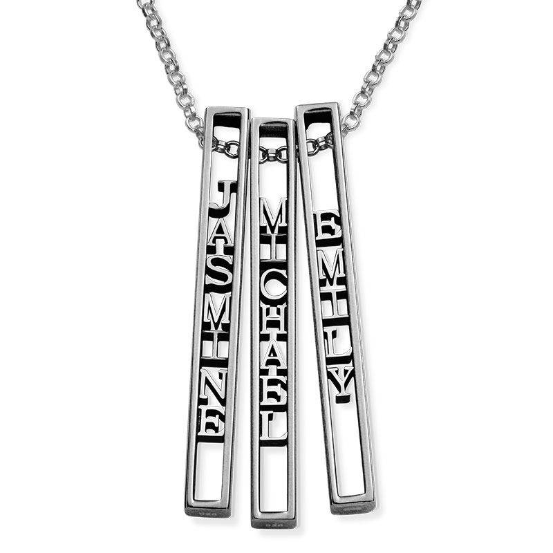 Personalized 3D Bar Necklace in Sterling Silver product photo