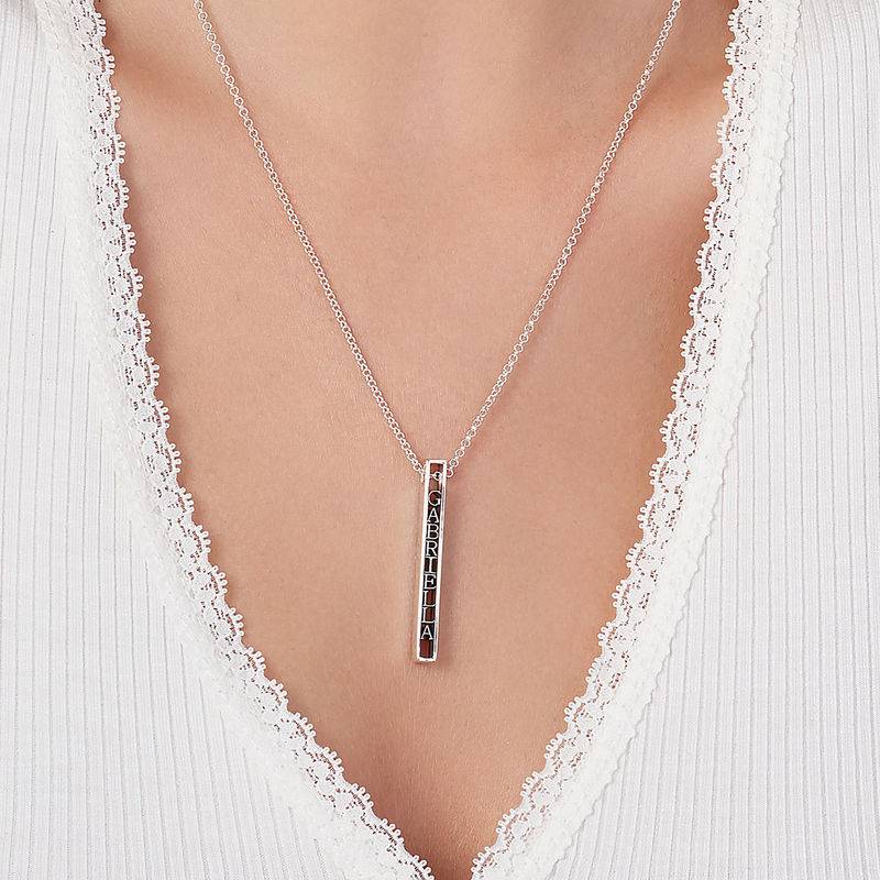 Personalized 3D Bar Necklace in Sterling Silver product photo