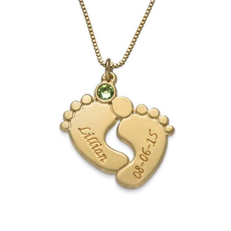 Personalized Baby Feet Necklace with Gold Plating-1 product photo