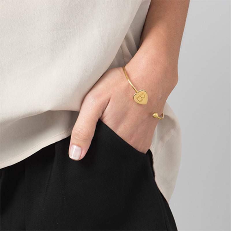Personalized Bangle Bracelet in Gold Plating - Adjustable product photo