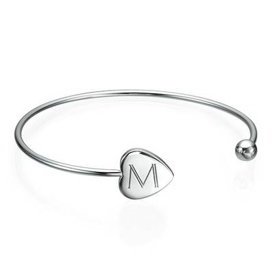 Personalized Bangle Bracelet in Silver - Adjustable-1 product photo