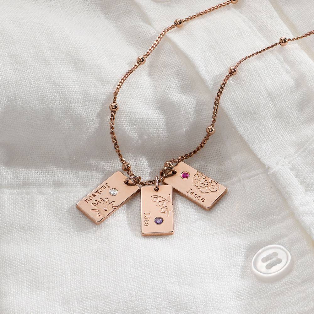Blossom Birth Flower & Stone Necklace in 18K Rose Gold Plating-1 product photo