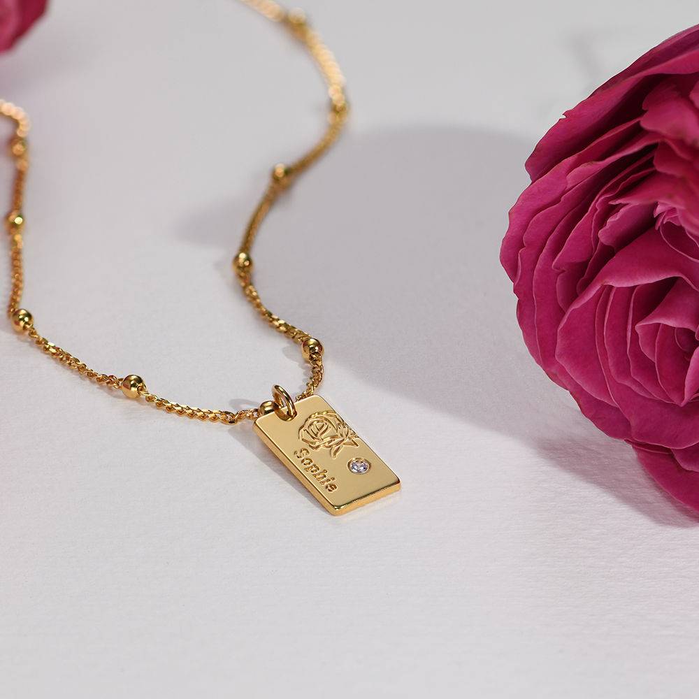 Blossom Birth Flower & Stone Necklace in 18K Gold Vermeil-2 product photo