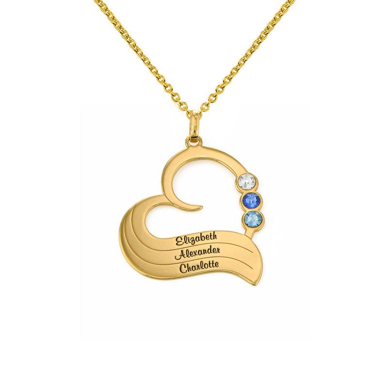 Personalized Birthstone Heart Necklace in 18K Gold Plating-3 product photo