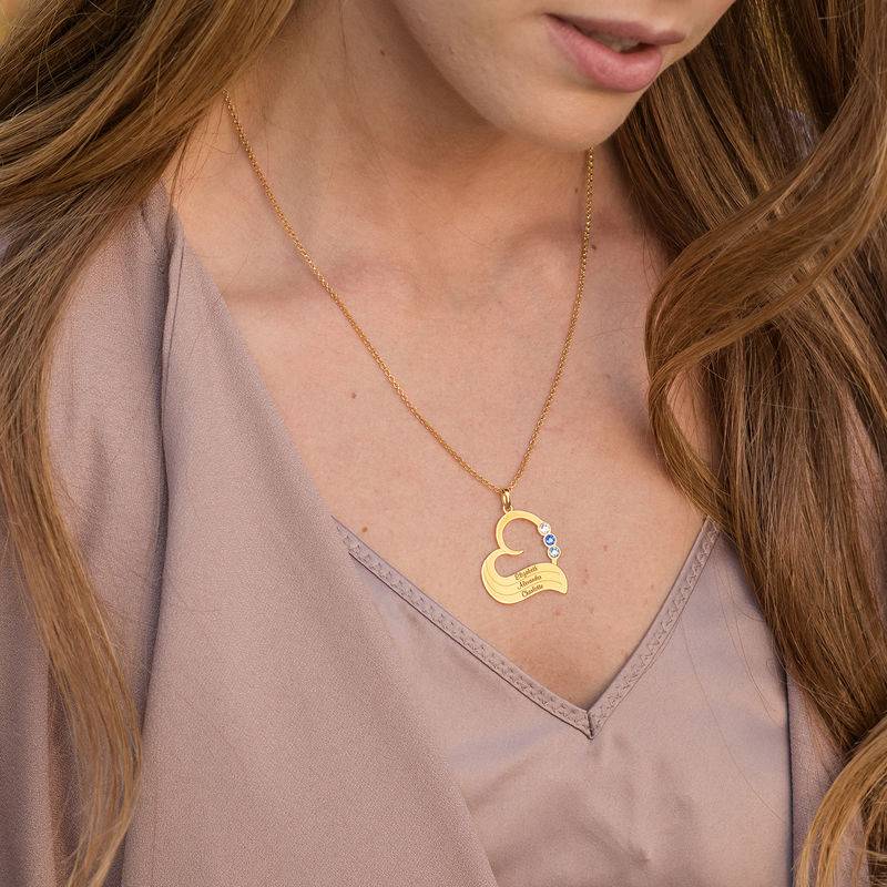Personalized Birthstone Heart Necklace in 18K Gold Plating-2 product photo