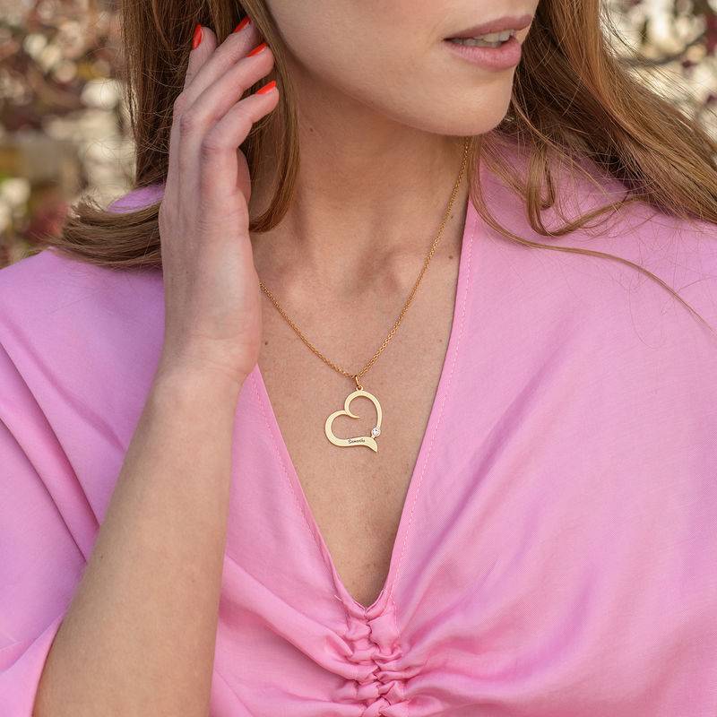 Personalized Birthstone Heart Necklace in 18K Gold Vermeil product photo