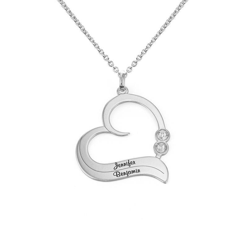 Personalized Birthstone Heart Necklace in Sterling Silver-3 product photo