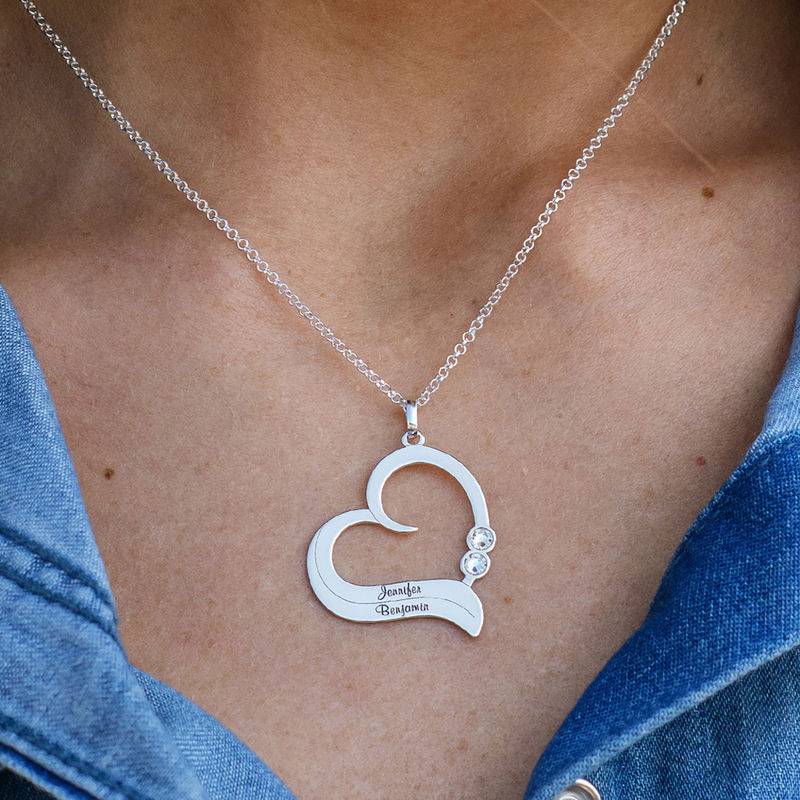 Personalized Birthstone Heart Necklace in Sterling Silver-3 product photo