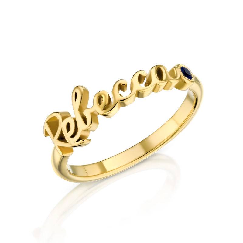 Personalized Birthstone Name Ring in Gold Plating-1 product photo