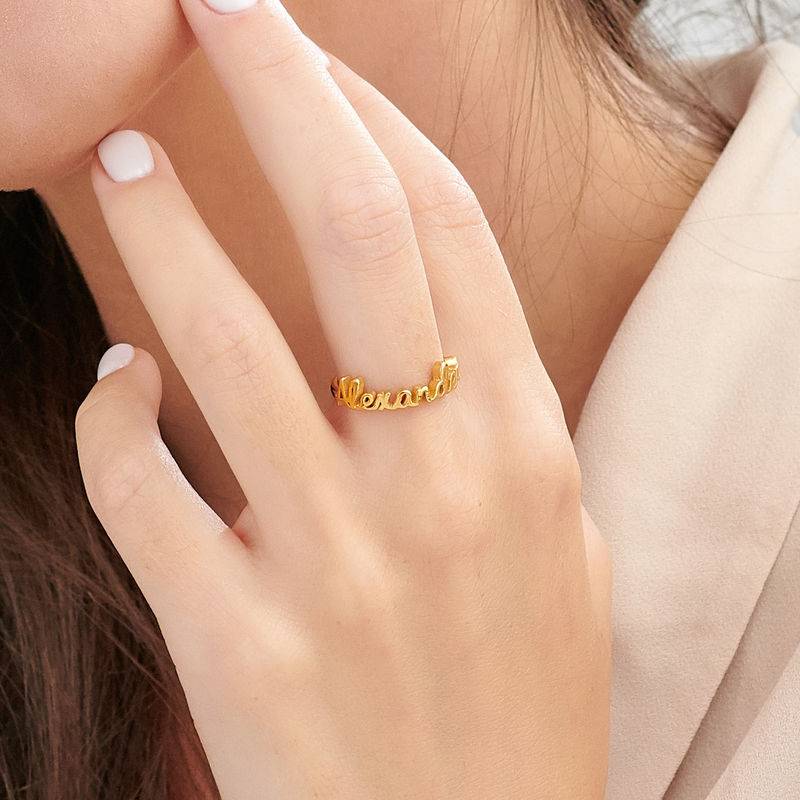 Personalized Birthstone Name Ring in Gold Plating-4 product photo