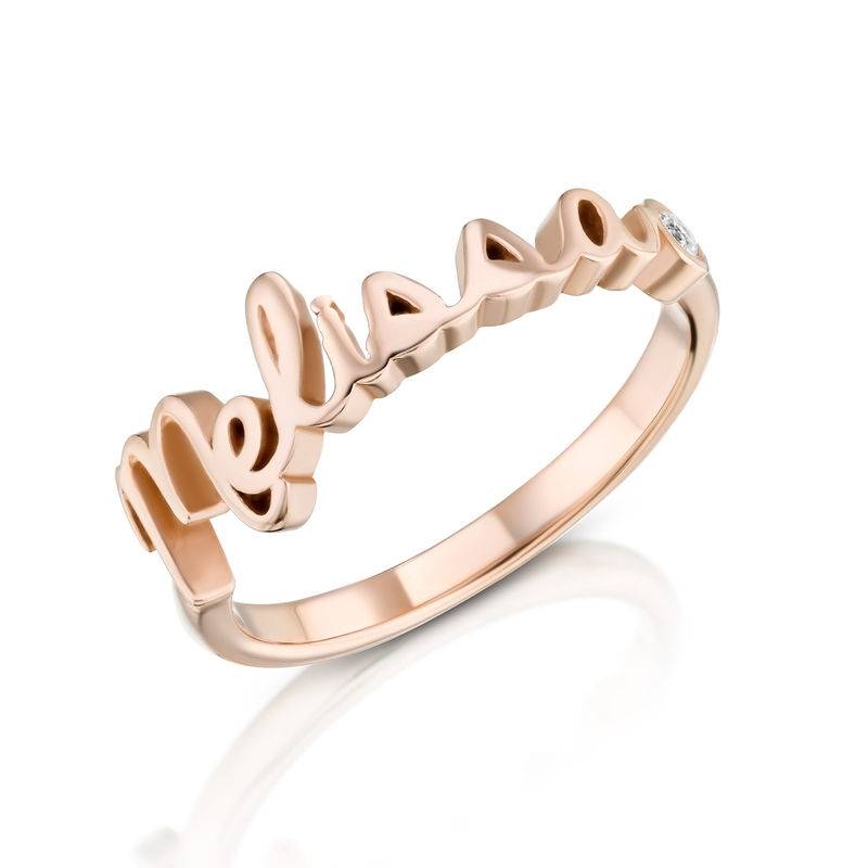 Personalized Birthstone Name Ring in Rose Gold Plating-1 product photo