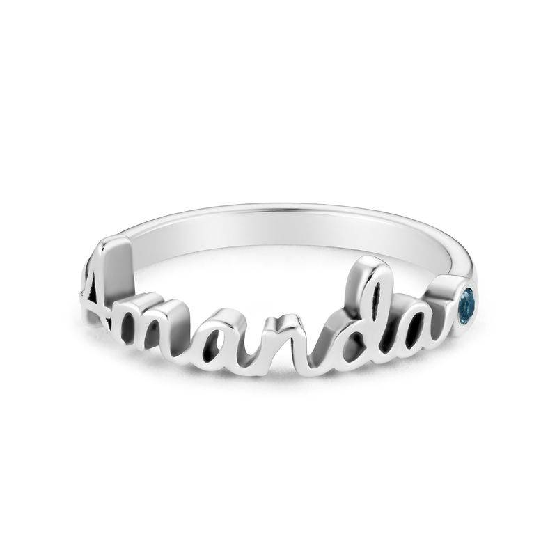 Personalized Birthstone Name Ring in Sterling Silver-2 product photo
