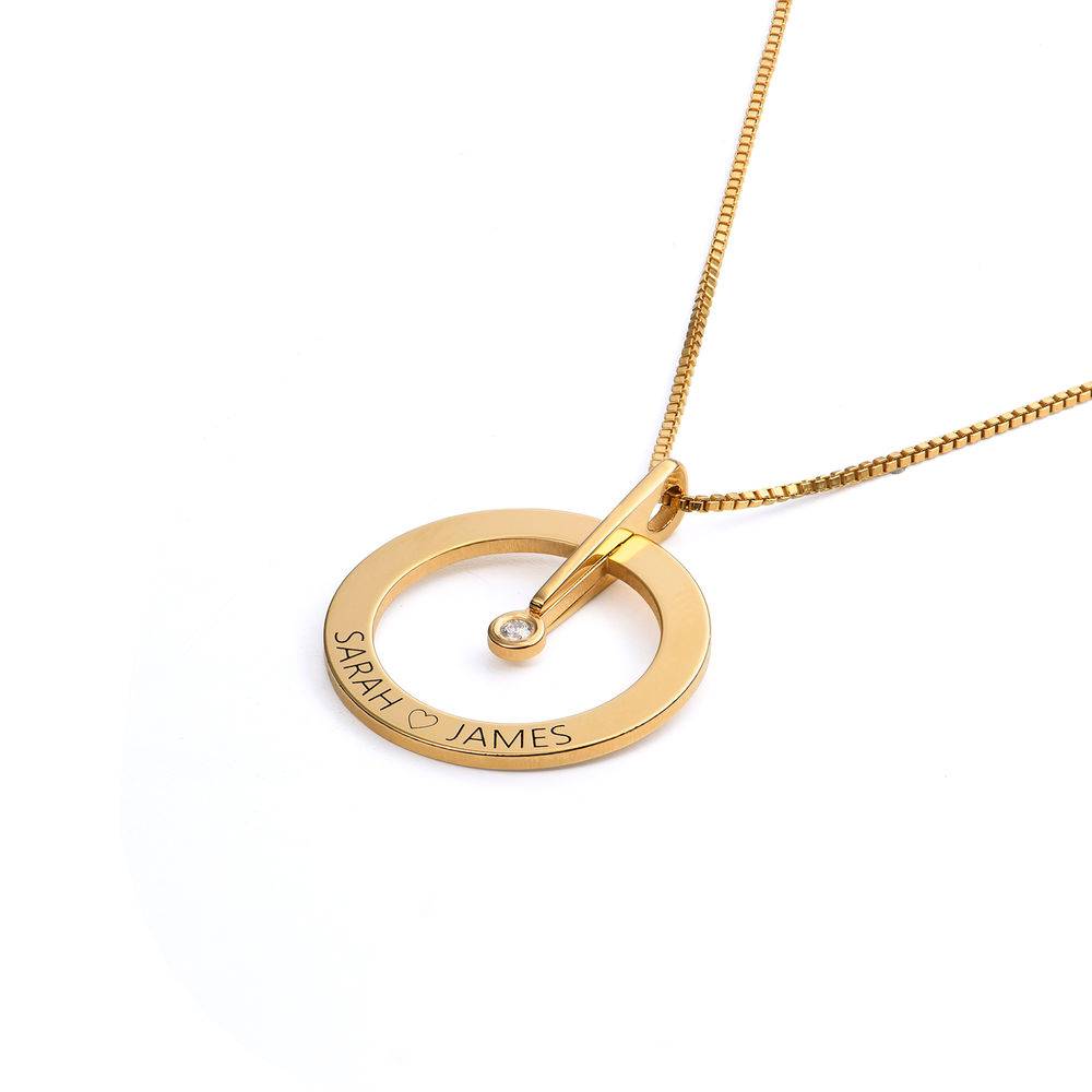 Personalized Circle Necklace with Diamond in 18K Gold Plating-3 product photo