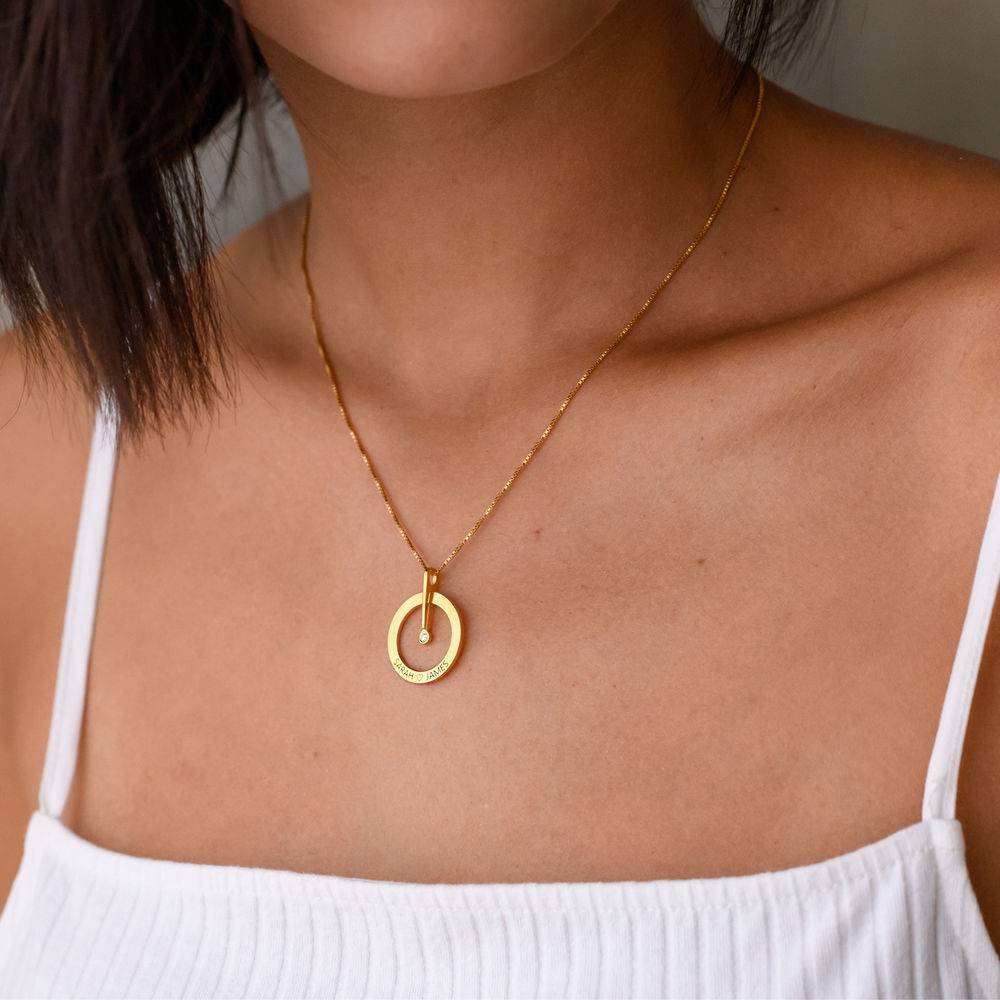 Personalized Circle Necklace with Diamond in 18K Gold Vermeil-3 product photo
