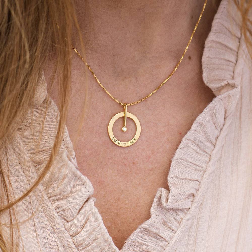 Personalized Circle Necklace with Diamond in 18K Gold Vermeil product photo