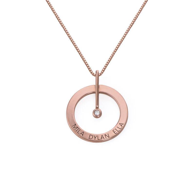 Personalized Circle Necklace with Diamond in 18K Rose Gold Plating product photo