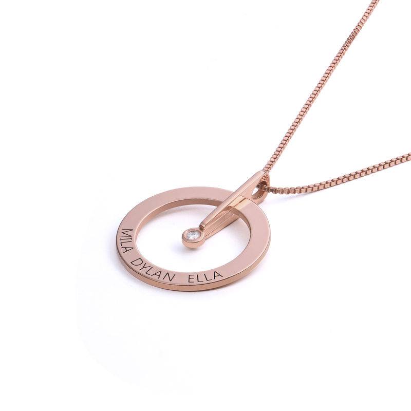 Personalized Circle Necklace with Diamond in 18K Rose Gold Plating-2 product photo