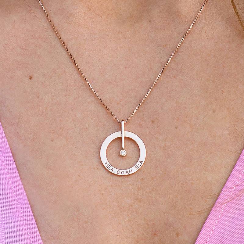 Personalized Circle Necklace with Diamond in 18K Rose Gold Plating-4 product photo