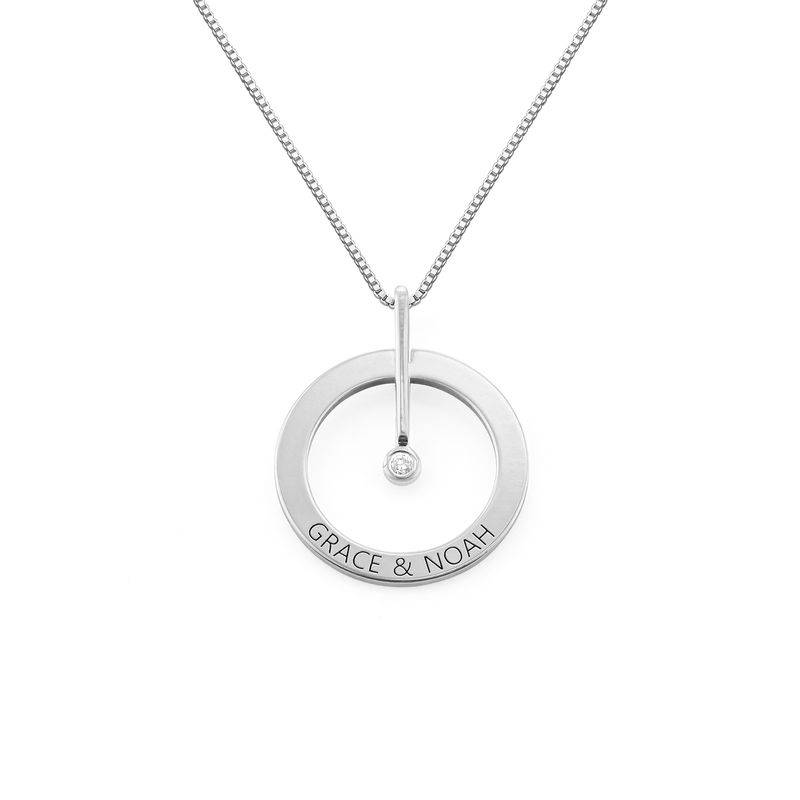 Personalized Circle Necklace with Diamond in Sterling Silver product photo