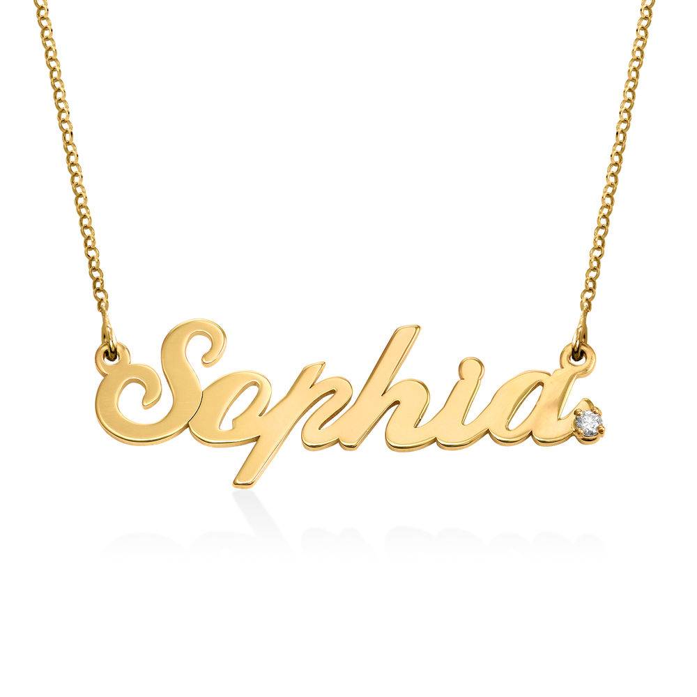 Classic Cocktail Name Necklace with Diamond in 18k Gold Vermeil-2 product photo