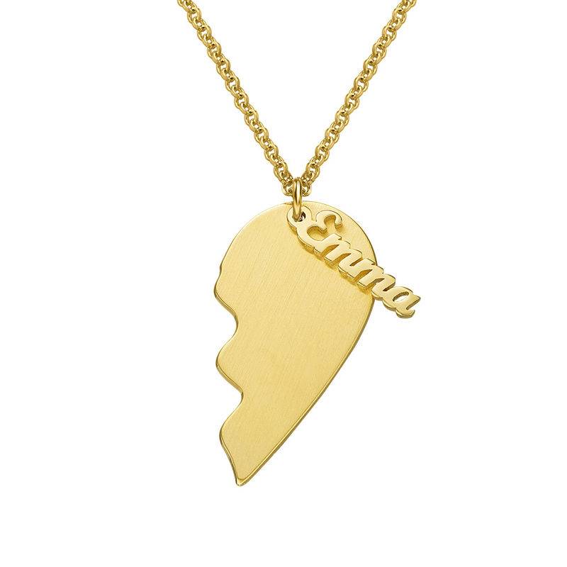 Engraved Couple Heart Necklace in 18k Matte Gold Vermeil-4 product photo