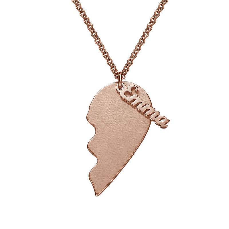 Engraved Couple Heart Necklace in Matte Rose Gold Plating-1 product photo
