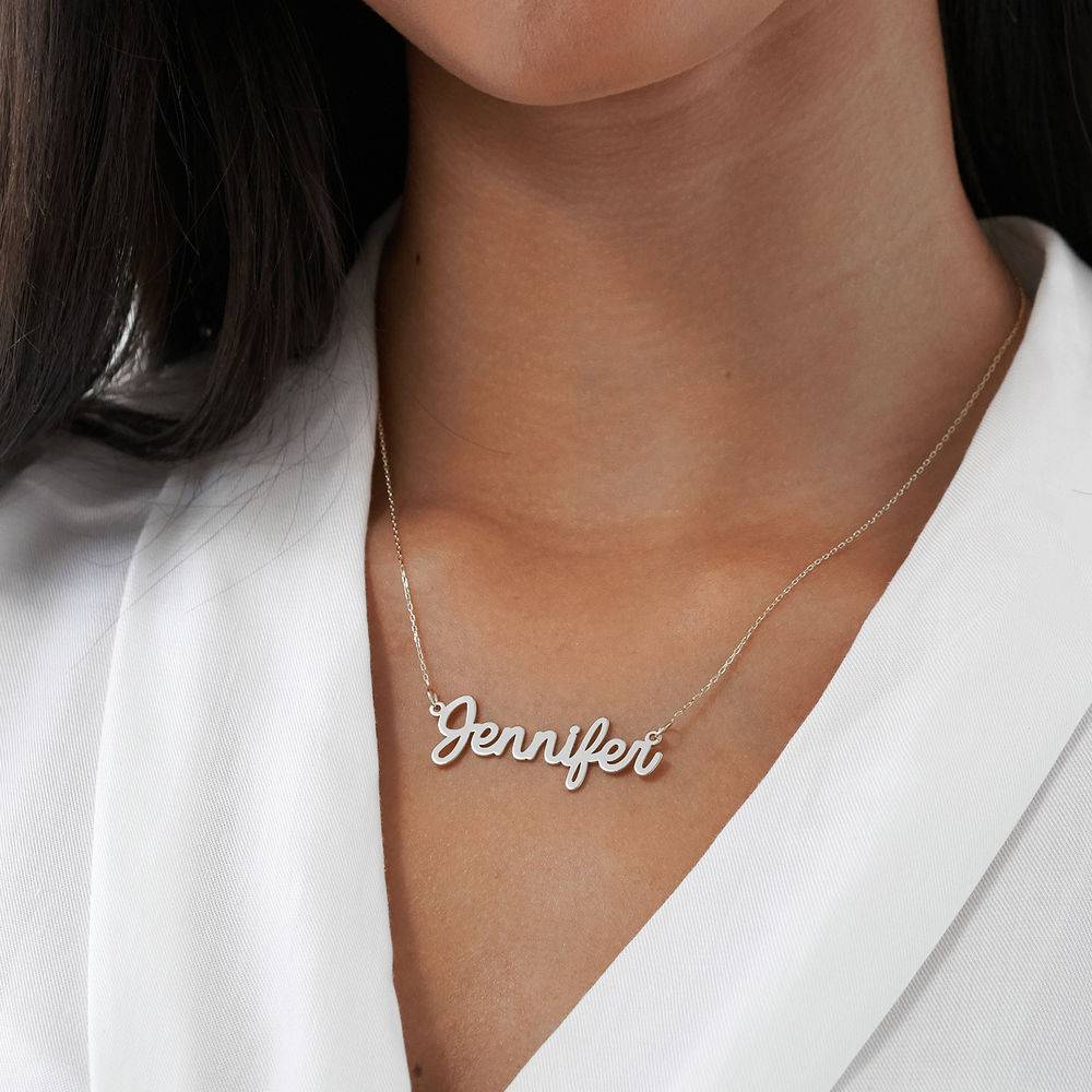 Personalized Cursive Name Necklace in 14K White Gold-4 product photo