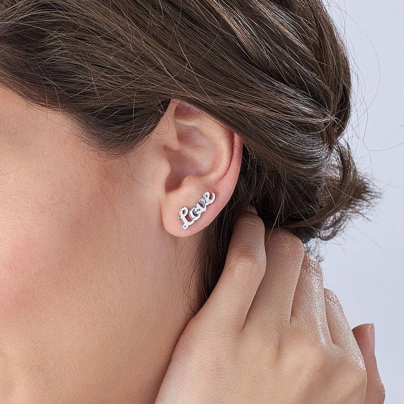 Personalized Climber Earrings in Sterling Silver-2 product photo