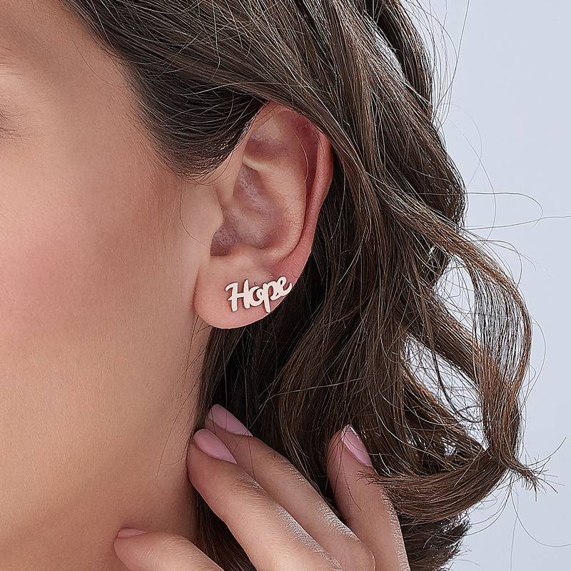 Personalized Climber Earrings in 18K Rose Gold Plating-4 product photo