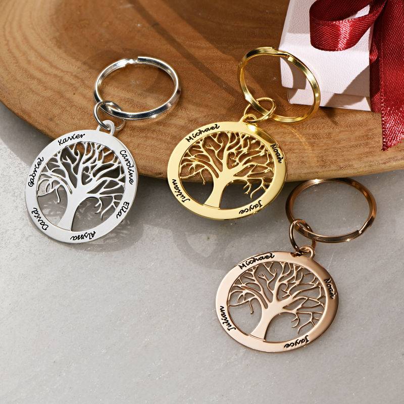 Personalized Family Tree Keychain in Gold Plating-3 product photo