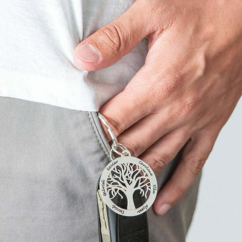 Personalized Family Tree Keychain in Sterling Silver-2 product photo