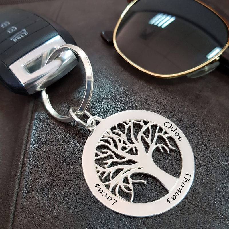 Personalized Family Tree Keychain in Sterling Silver-3 product photo