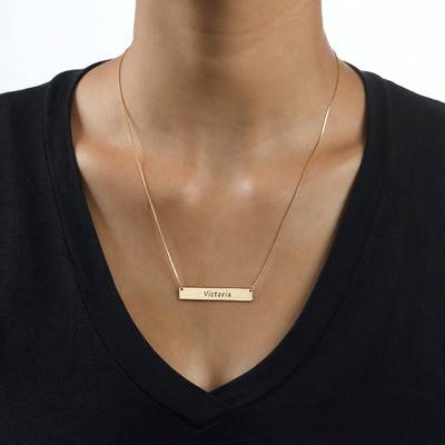 Engraved Bar Necklace in 10k Gold-2 product photo