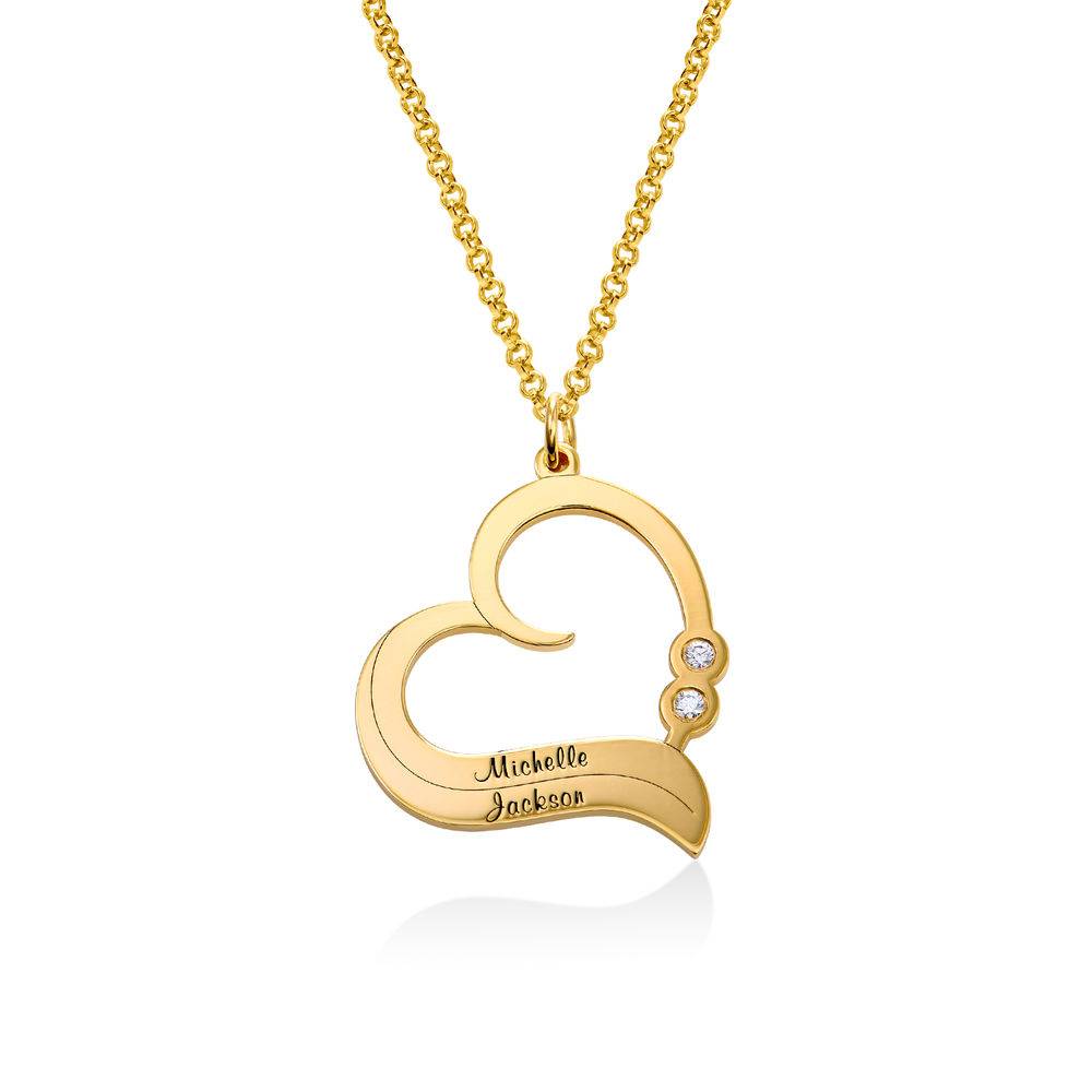 Personalized Heart Necklace in 18k Gold Plated with Diamond-2 product photo