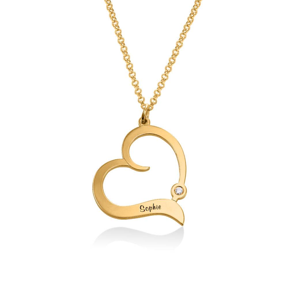 Personalized Heart Necklace in 18k Gold Vermeil with Diamond-1 product photo