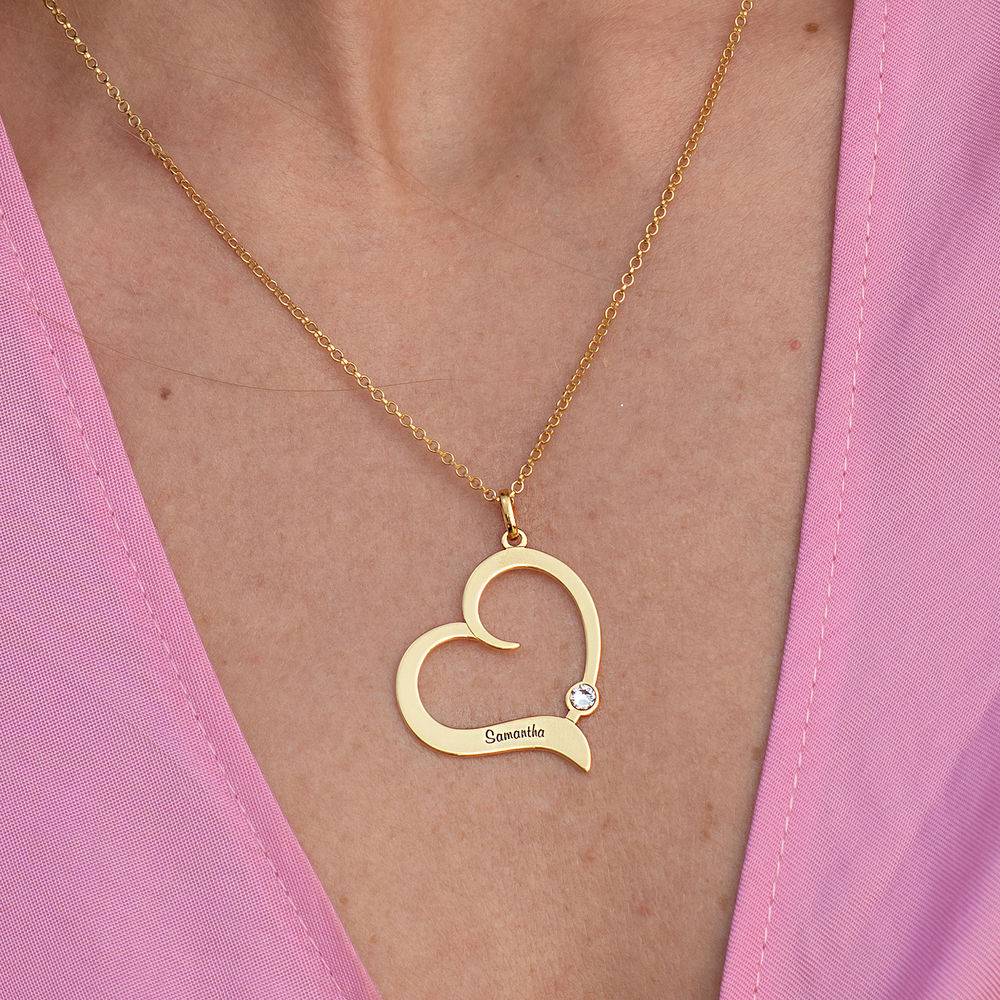 Personalized Heart Necklace in 18k Gold Vermeil with Diamond-3 product photo