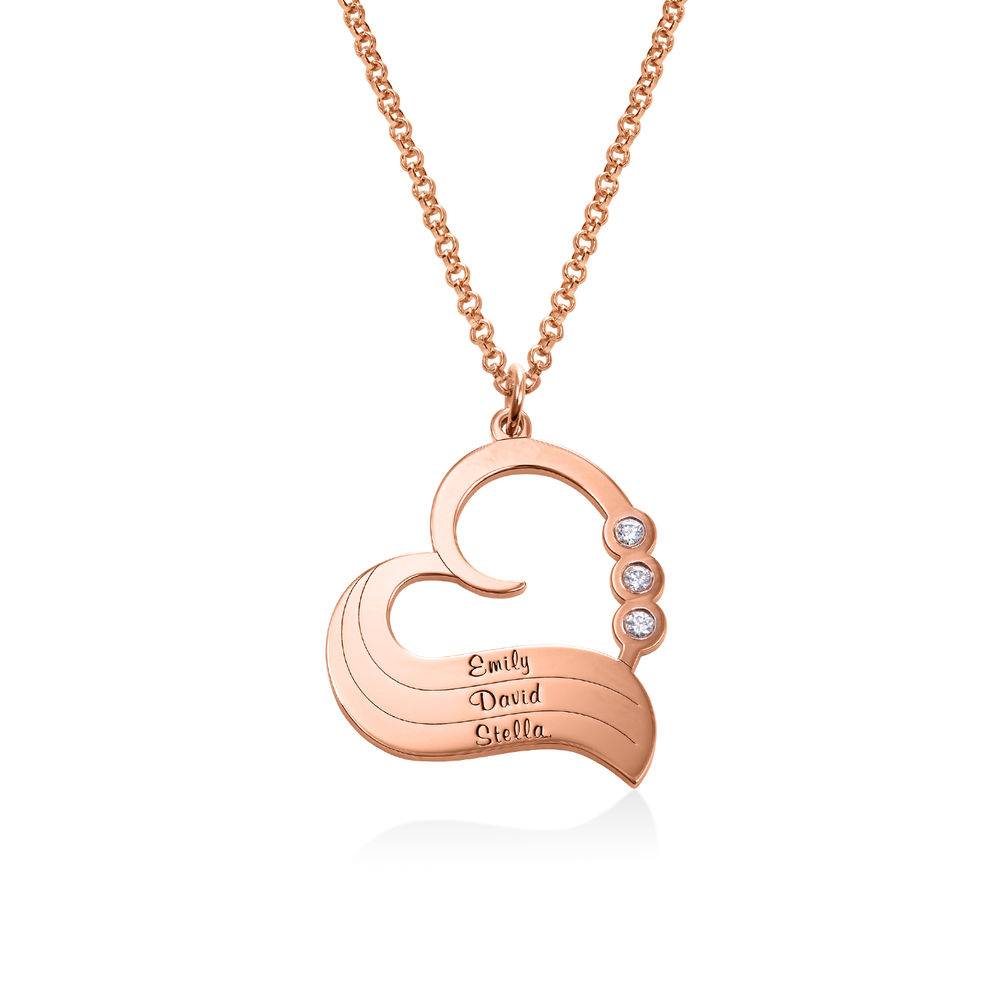 Personalized Heart Necklace in 18k Rose Gold Plated with Diamond-1 product photo