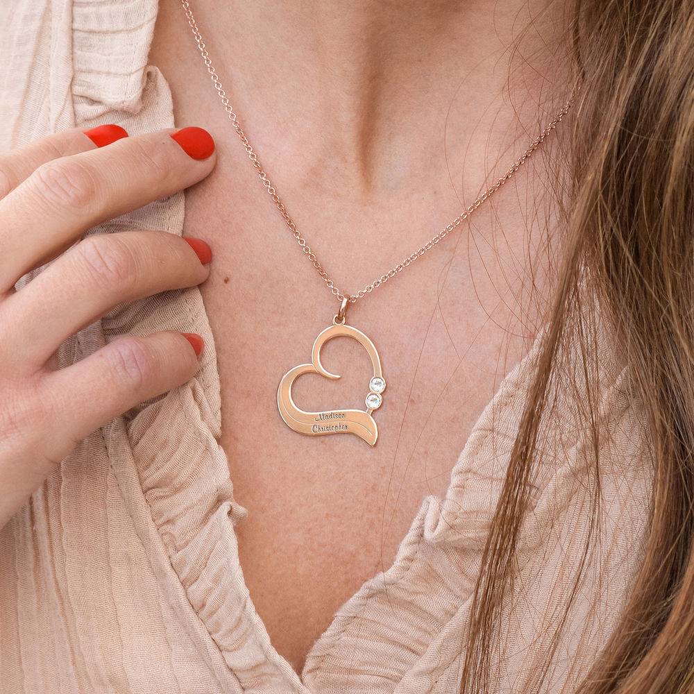 Personalized Heart Necklace in 18k Rose Gold Plated with Diamond-2 product photo