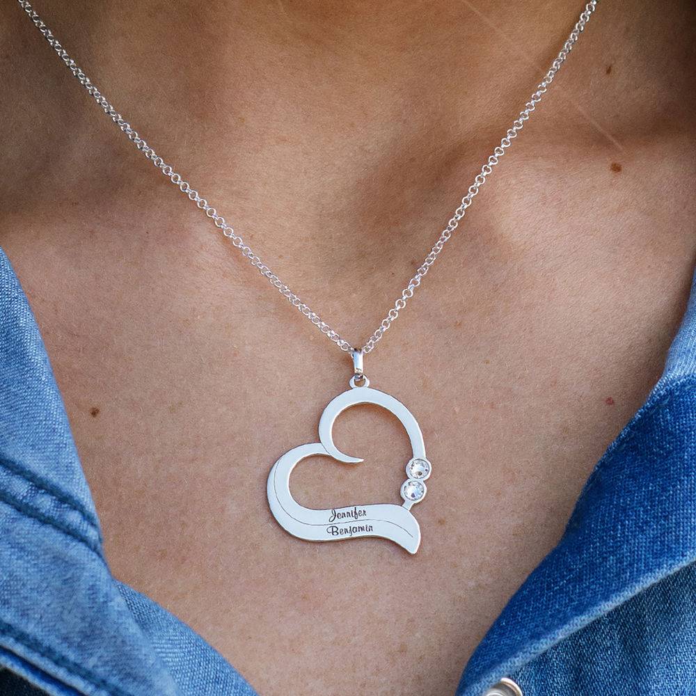 Personalized Heart Necklace in Sterling Silver with Diamond-2 product photo
