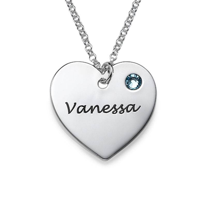 Personalized Heart Necklace with Birthstone Accent-2 product photo