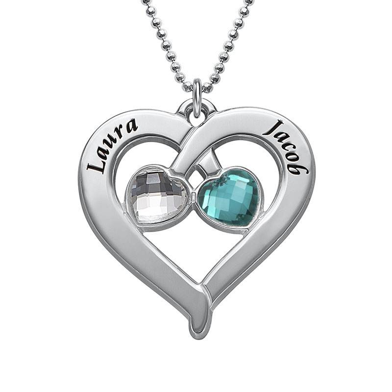 Personalized Heart Necklace with Birthstones product photo