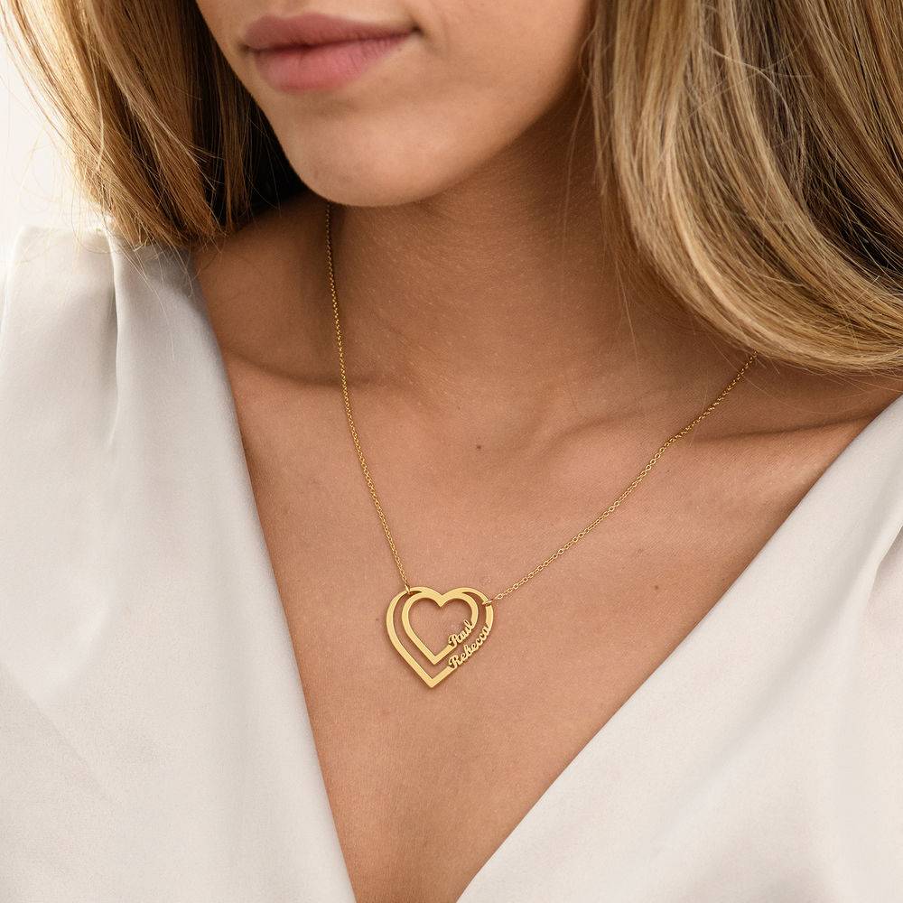 Personalized Heart Necklace with Two Names in Gold Plating-2 product photo